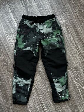 Men's Green Camo Jogger Sweatpants with Black Panels